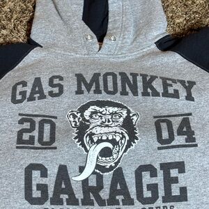 Y2K Men’s Jerzees NuBlend Gray Black Gas Monkey Garage Hoodie 2004
